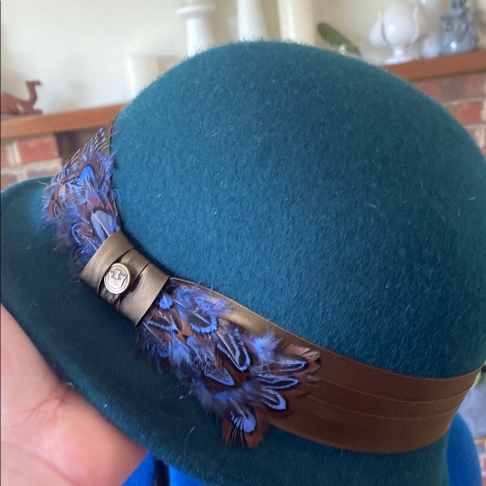Goorin Bros Teal Cloche Hat with Feather Accent - Picture 4 of 8